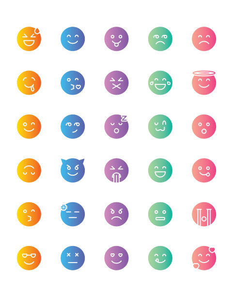表情符号图标设置30孤立在白色背景上图片下载