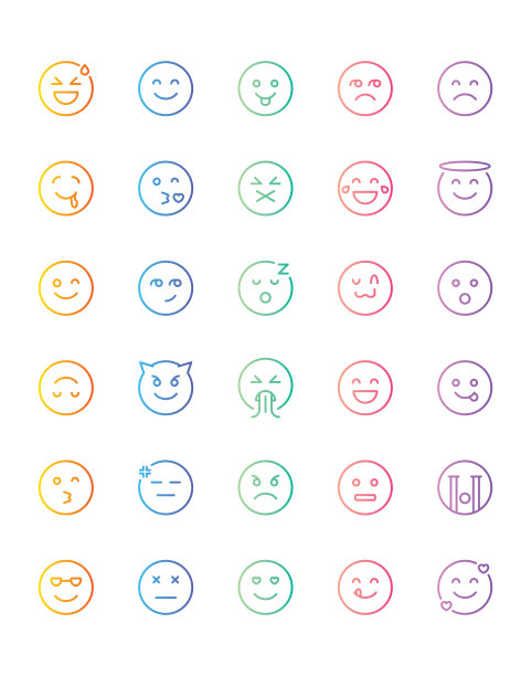 表情符号图标设置30孤立在白色背景上图片下载