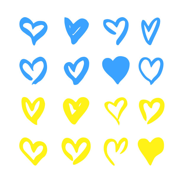 乌克兰国旗国家欧洲徽章镶嵌心的图标图片下载