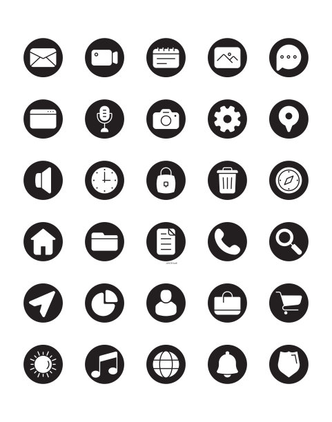 主屏幕图标设置30孤立在白色背景上图片下载