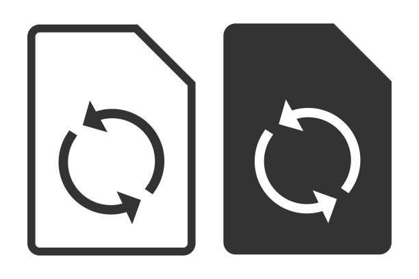 更换SIM卡图标，交换GSM符号，APP按钮矢量标志图片下载