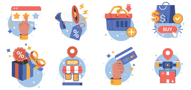 电子商务-网上商店图标集图片下载