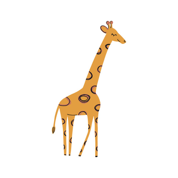 矢量有趣的涂鸦抽象长颈鹿插图，孤立在白色背景。波西米亚潮流插画，手绘纹理。为婴儿卡片、t恤等设计元素。图片下载