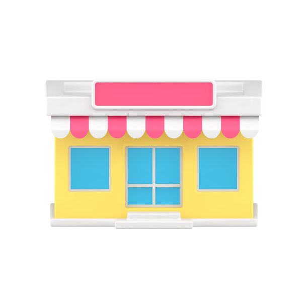 外部遮阳篷本地商店前视图3d图标现实的矢量街道零售商业服务图片下载