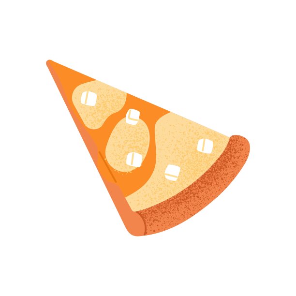 切起司披萨片。意大利美食:羊奶干酪、马苏里拉奶酪、切达奶酪和厚皮的三角片。意大利美味的素食小吃。平面矢量插图孤立在白色背景上。图片下载