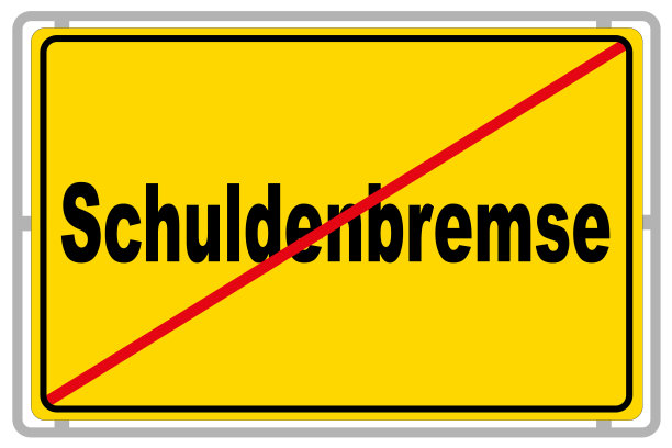 白色背景上孤立的德国交通标志和债务刹车图片下载