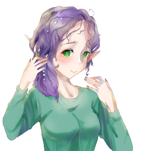 可爱时尚的女孩。数码插图图片下载