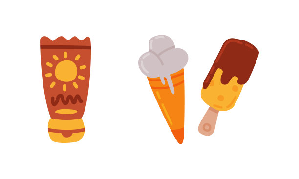 防晒乳液和冰淇淋暑假图片下载