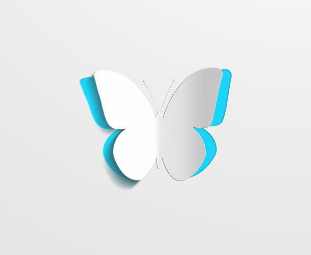 白色背景上的纸蝴蝶。爱情和情人节的概念。俯视图图片下载