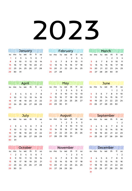 2023年日历孤立在白色背景上图片下载