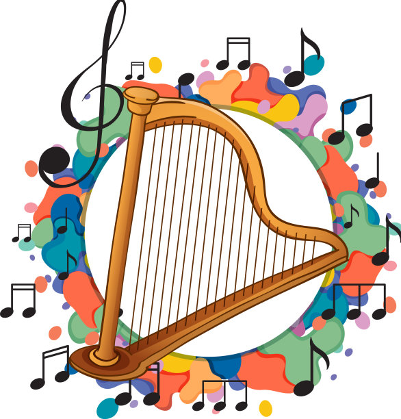 竖琴在白色背景上图片下载