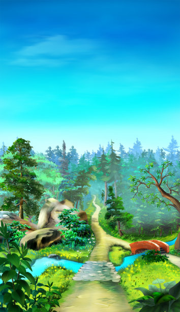 森林小路上的蓝天图片下载