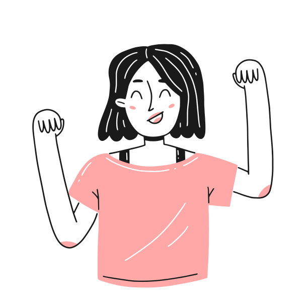 一个年轻的快乐和大笑的女孩的肖像在一个简单的线性涂鸦风格。孤立的插图。图片下载