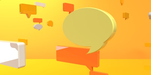 浮动的语音气泡- 3D渲染图片下载