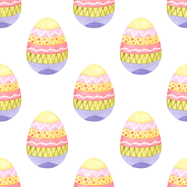 水彩复活节彩蛋无缝图案上的白色图片下载