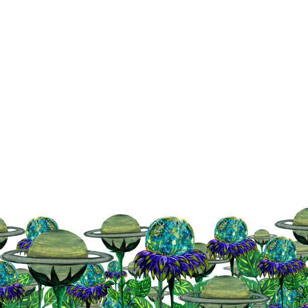 彩色花朵的奇妙图案类似于土星和水星，紫色花瓣在白色的背景上为你的设计和假期图片下载