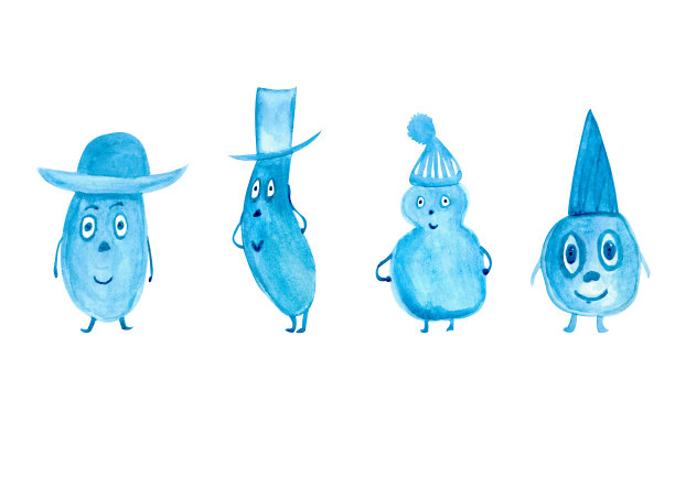 一套蓝色有趣的儿童儿童书在一个白色的背景孤立为您的设计图片下载