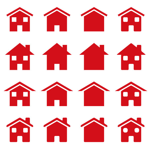 红房子图标。矢量图标。房地产或导航主页栏。图片下载