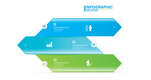 演示矢量信息图形模板与3个步骤股票说明信息图形，列表，图标，成功，箭头图片下载