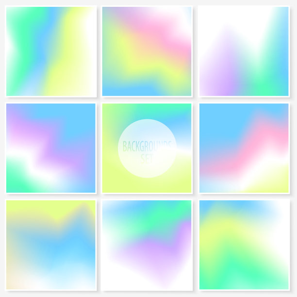 潮流炫彩水彩效果模糊背景图集（矢量插画），适用于壁纸、卡片模板、海报、印刷品或网页设计图片下载