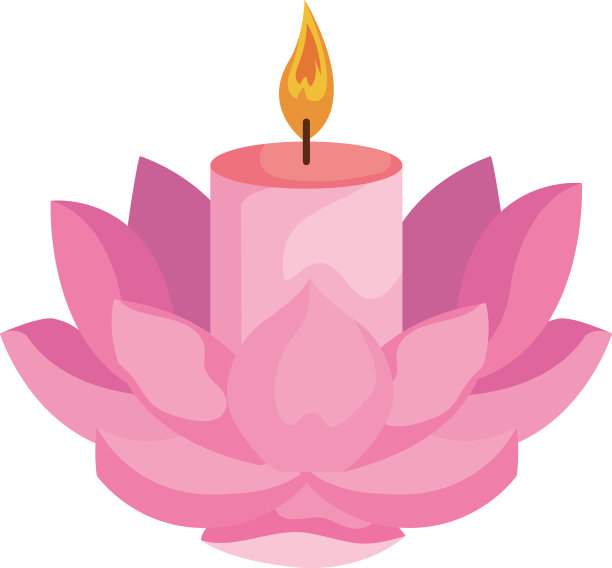 粉红色的荷花和蜡烛图片下载