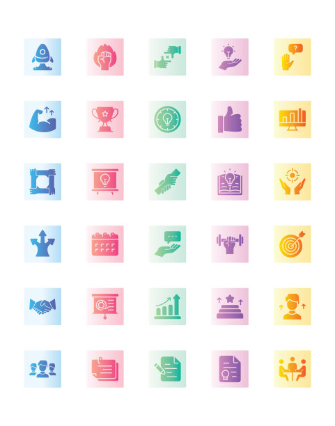 指导和培训图标设置30孤立在白色背景上图片下载