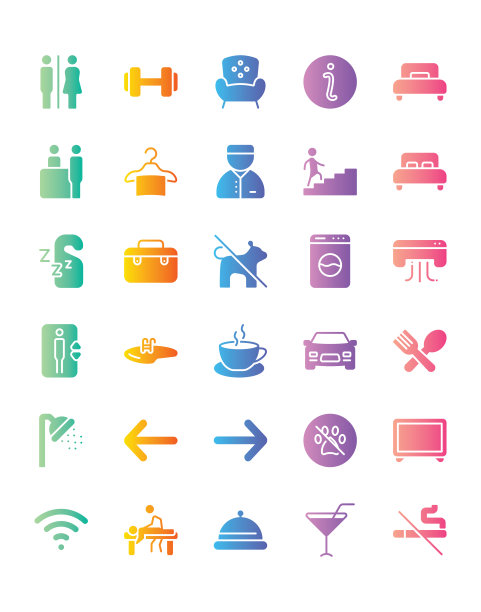 Hote图标设置30孤立在白色背景上图片下载