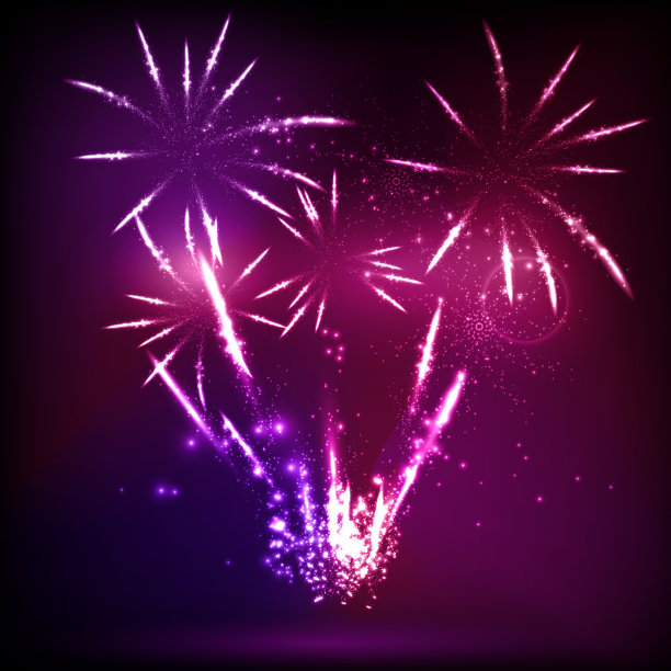 矢量插图的节日烟花与闪光的火花。图片下载