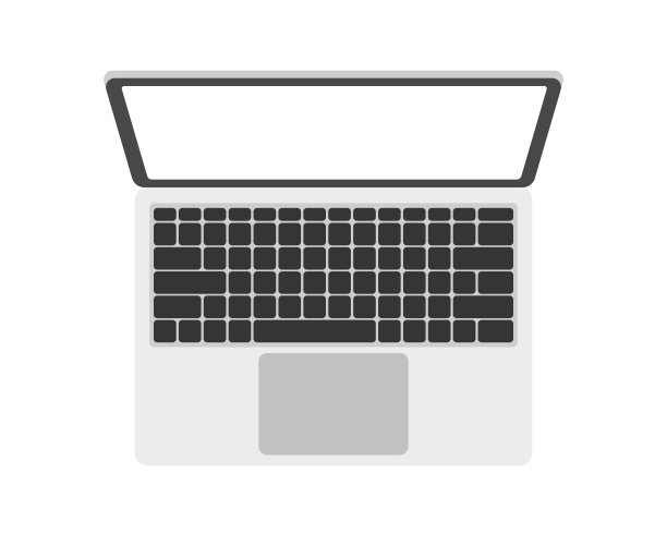 笔记本电脑前视图。矢量平面插图。图片下载