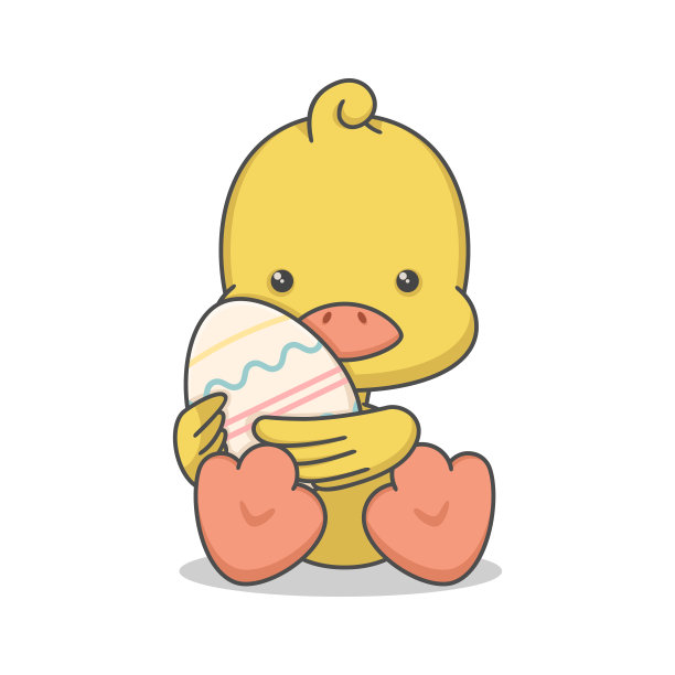 可爱的小鸡拿着复活节彩蛋图片下载