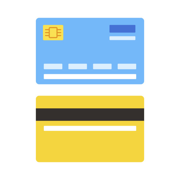塑料信用卡的背面和正面。向量。图片下载