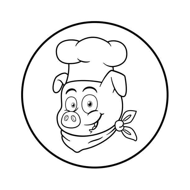 猪厨师吉祥物Logo人物轮廓图片下载