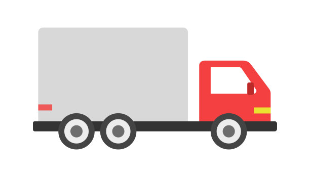 白色背景上有红色驾驶室的送货车。矢量插图。图片下载