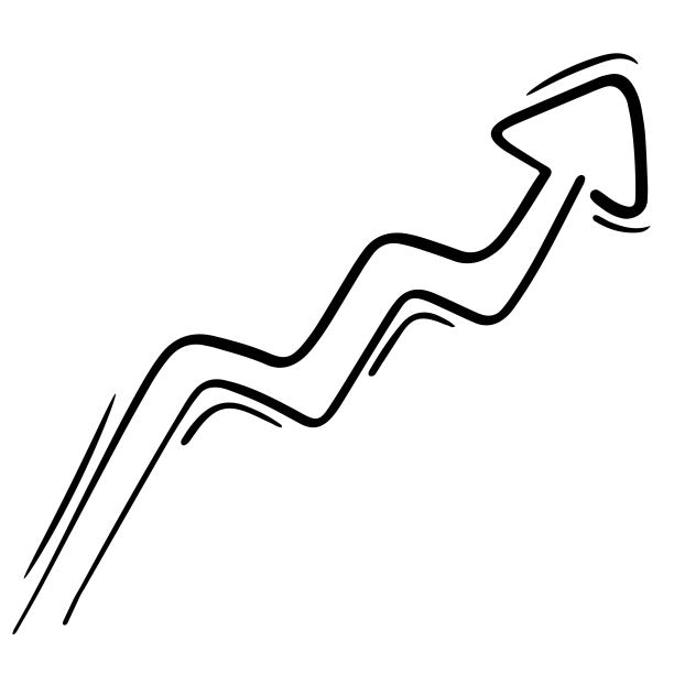 箭头图形，图表，不稳定增长，矢量孤立元素涂鸦风格，黑色轮廓，白色背景图片下载