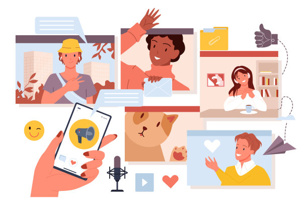 视频通话，语音聊天与家人和朋友的信息，人们在网上会议图片下载