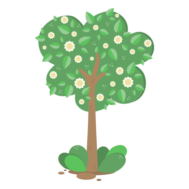 一套简单的春季、夏季插图。紫色喷壶，圆点花园花盆，黄色和丁香郁金香，绿色的叶子，圆点植物花车，蓝色的花，郁金香，绿色的叶子，昆虫屋。无缝向量模式上的白色图片下载