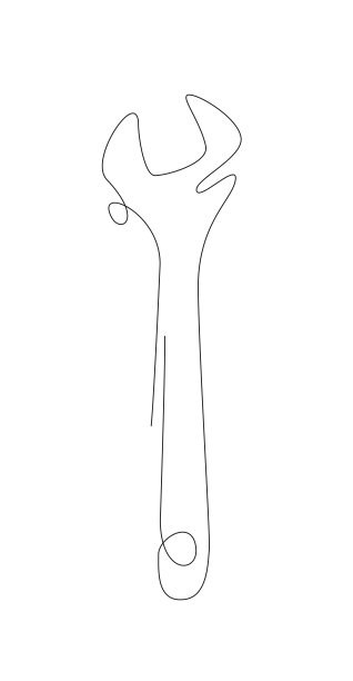 拧断一条线。豪斯霍尔德工具线条艺术。手动修理工具。扳手向量图片下载