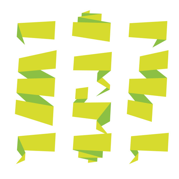 折叠丝带横幅集。收集绿色标签模板。矢量图图片下载