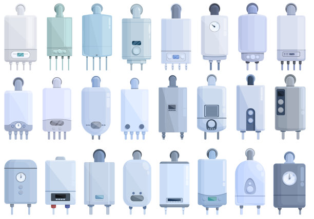 燃气锅炉图标集动画向量。房间空调图片下载