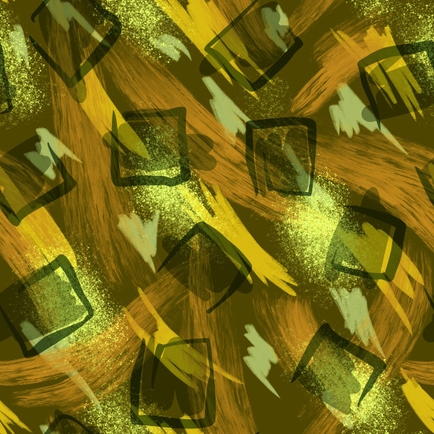 抽象几何无缝图案。在明亮的grunge笔触纹理上手绘正方形。时髦的最小的背景。随机分散的形状打印。生动的草图表面图案设计。图片下载