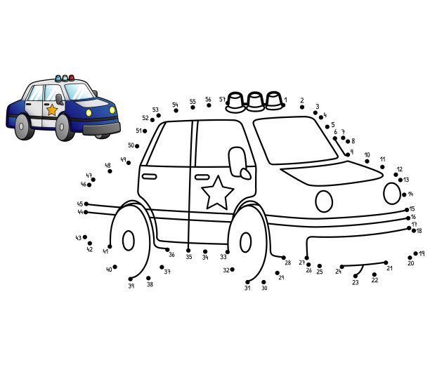 点对点警车隔离着色页图片下载