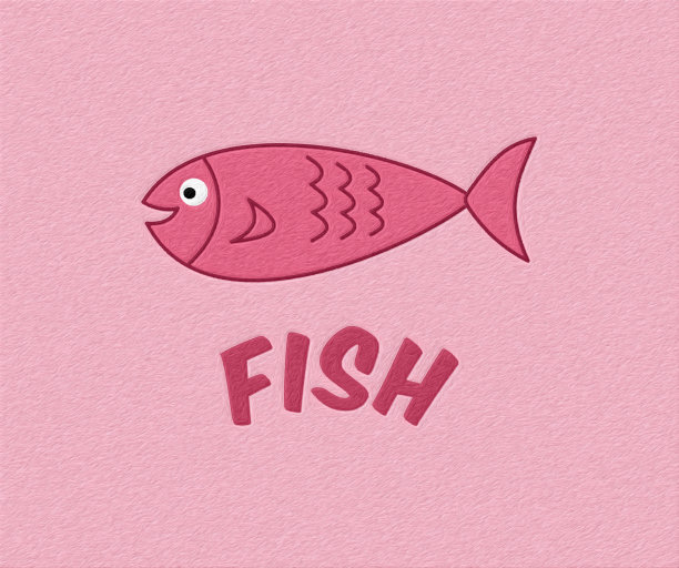 一个可爱的粉红色鱼游泳在它的环境与粉红色的纹理-插图图片下载