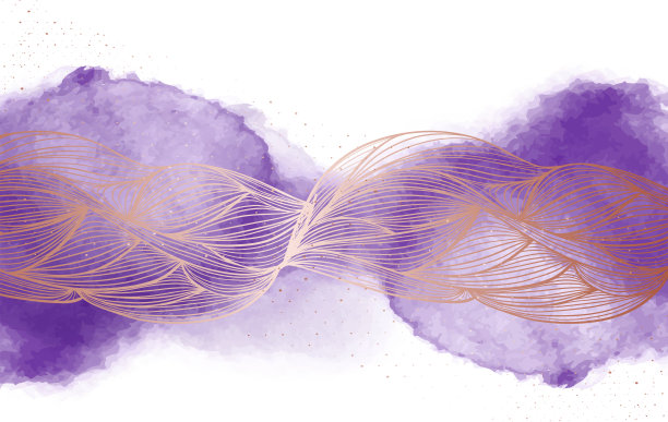 白色和淡紫色阴影水彩流体绘画矢量背景设计。灰褐色粉彩，中性和金色抽象线条。染优雅柔和的飞溅风格。图片下载