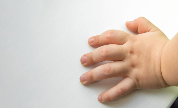 孩子的手显示五个手指孤立在白色背景上图片下载