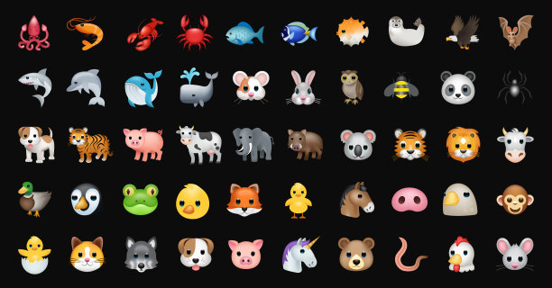 动物矢量表情符号插图集图片下载