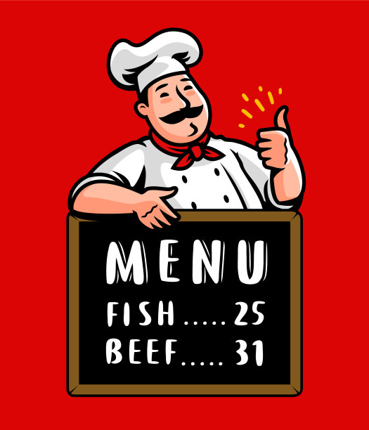 厨师和菜单板为餐厅设计图片下载