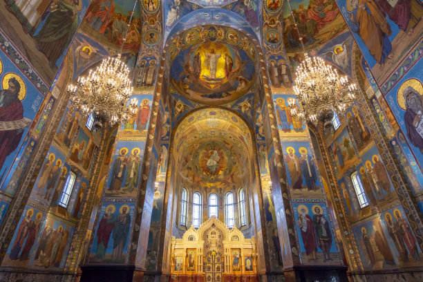 俄罗斯圣彼得堡，救世主教堂内部弥漫着血腥图片下载