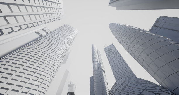 抽象的现代城市景观三维模型图片下载