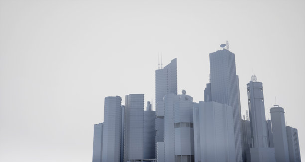 抽象的现代城市景观三维模型图片下载