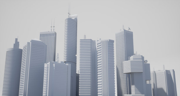 抽象的现代城市景观三维模型图片下载